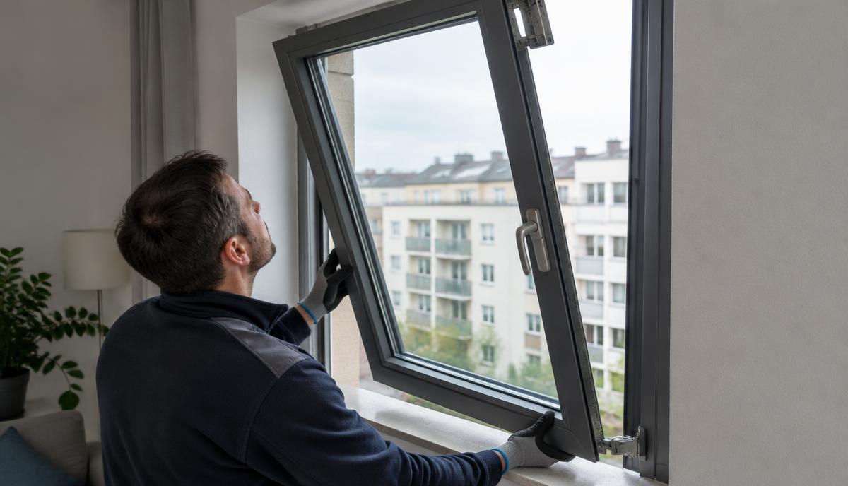 Ventana oscilobatiente descolgada: qué hacer si queda sujeta por una bisagra
